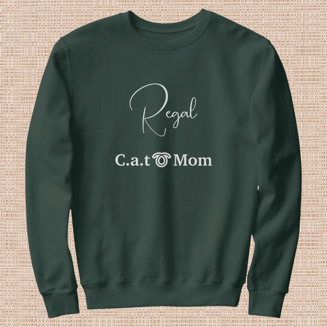 Sudadera Custom Pet Lover White Script Cat Mom Forest Green (Subido por el creador)