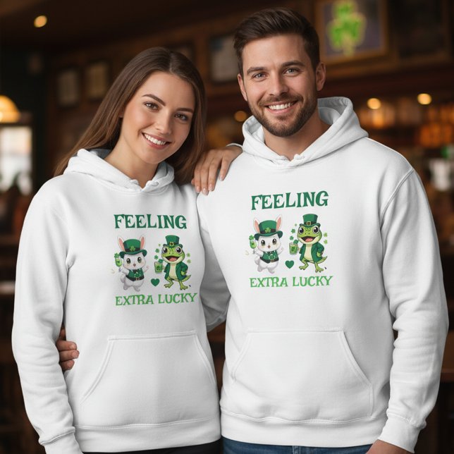 Sudadera Custom Text St. Patrick's Day Frog and Bunny (Subido por el creador)