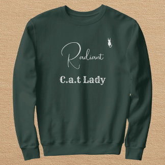 Sudadera Customize Pet Lover Green And White Script Cat Mom