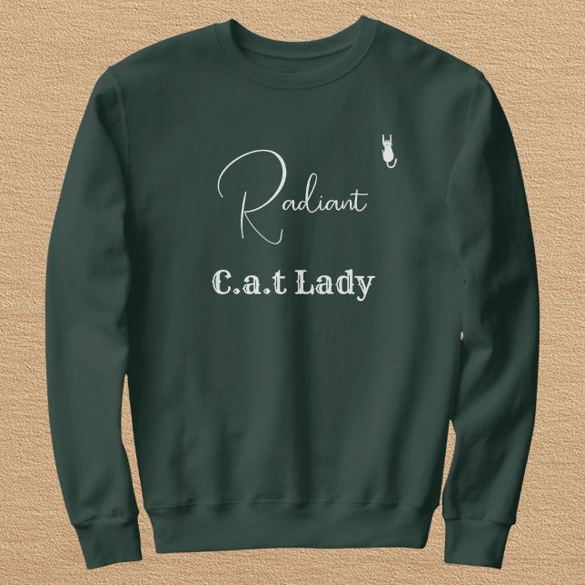 Sudadera Customize Pet Lover Green And White Script Cat Mom (Subido por el creador)