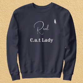 Sudadera Customize Pet Lover Navy Blue White Script Cat Mom