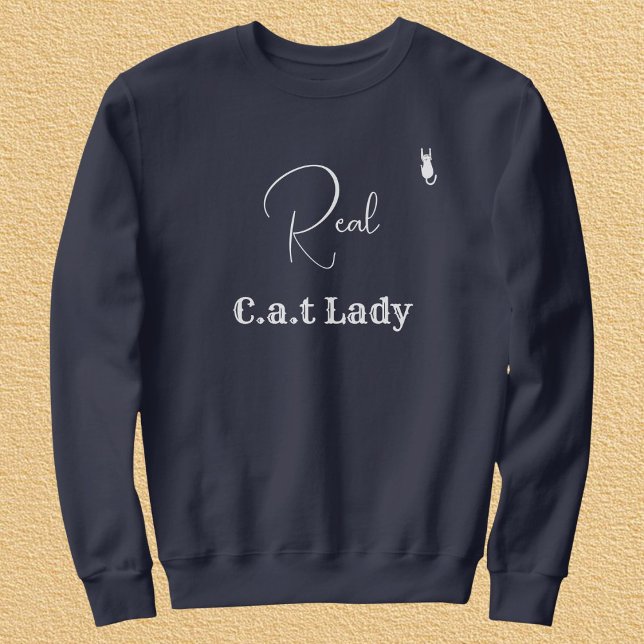 Sudadera Customize Pet Lover Navy Blue White Script Cat Mom (Subido por el creador)