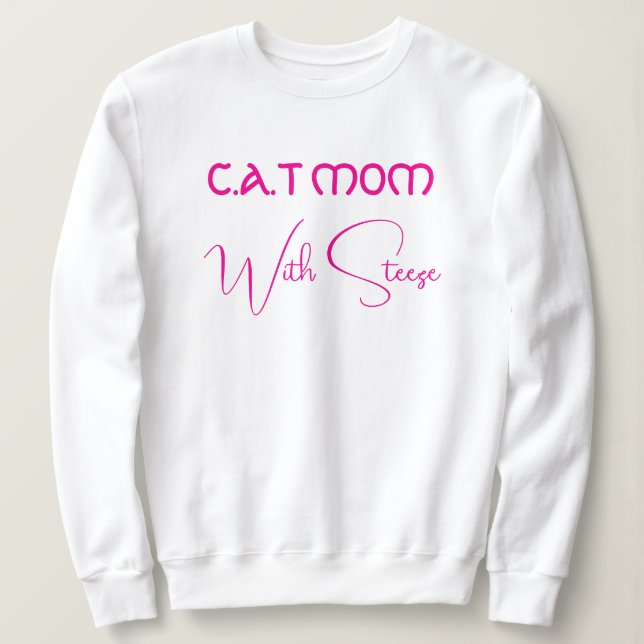 Sudadera Customized Cat Mom Pink Script Funny Pet Lover (Anverso del diseño)