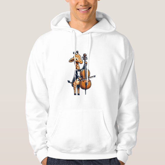 Sudadera Cuta jirafa tocando música Cello Giraffes (Anverso)
