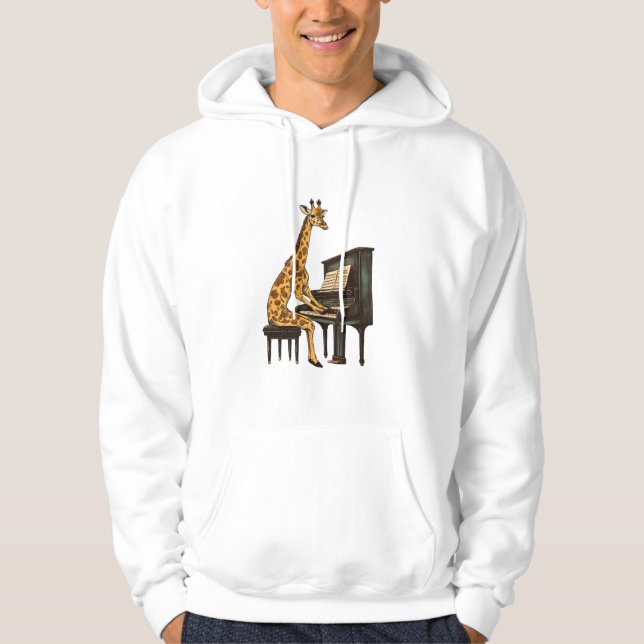 Sudadera Cuta jirafa tocando piano jirafas música (Anverso)