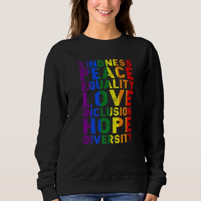 Sudadera Cuta Lgbt Gay Kindness Paz Amor Igualdad Humano R (Anverso)