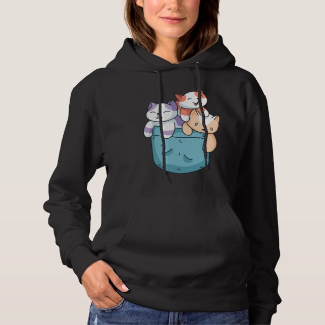 Sudadera Cute 3 Cats in a Pocket  Cat   Kids Boys Girls (Anverso)