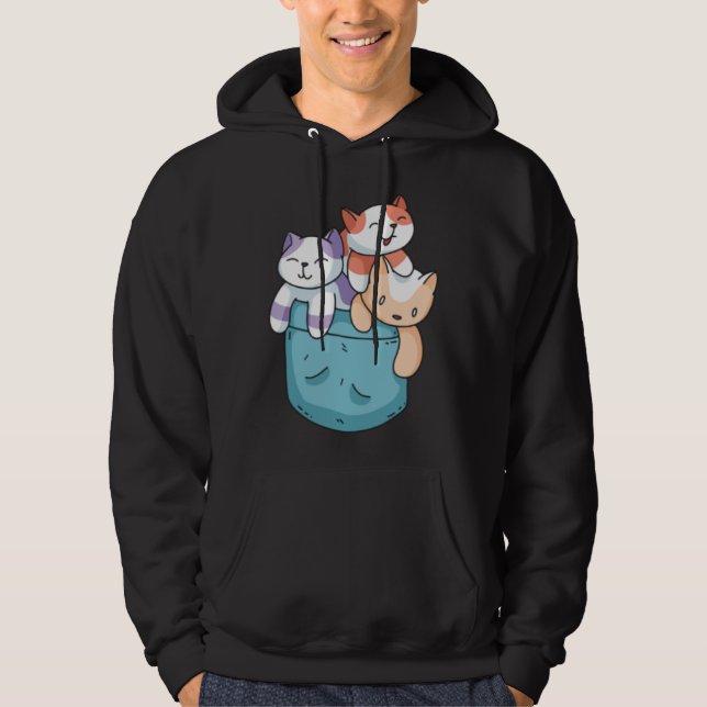 Sudadera Cute 3 Cats in a Pocket  Cat   Kids Boys Girls (Anverso)