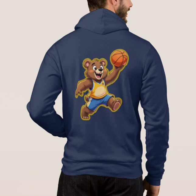 Sudadera Cute 3D Teddy Bear Playing Basketball – Adorable S (Reverso)