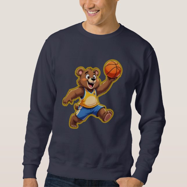 Sudadera Cute 3D Teddy Bear Playing Basketball – Adorable S (Anverso)