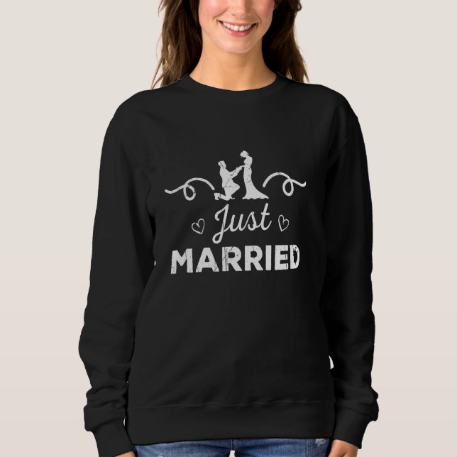 Sudadera Cute acaba de casarse propuesta de matrimonio novi (Anverso)