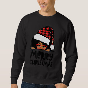 Sudadera Cute Afro Negro Chica Glass Santa Melanin Merry C