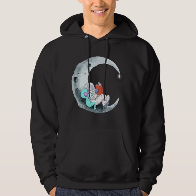 Sudadera Cute Alien Astronaut Leyendo Libros en el Espacio (Anverso)