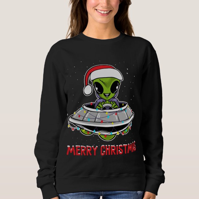 Sudadera Cute Alien Christmas Tree enciende Navidad Holiday (Anverso)