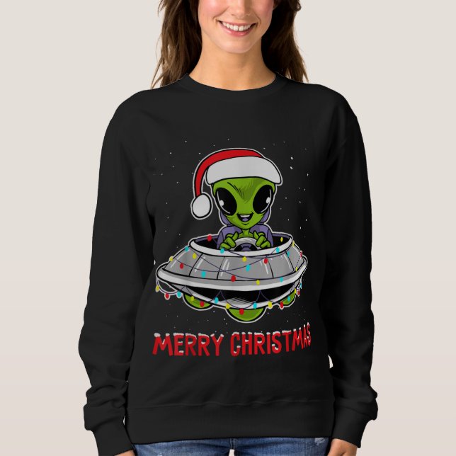 Sudadera Cute Alien Christmas Tree Lights Xmas Holidays (Anverso)