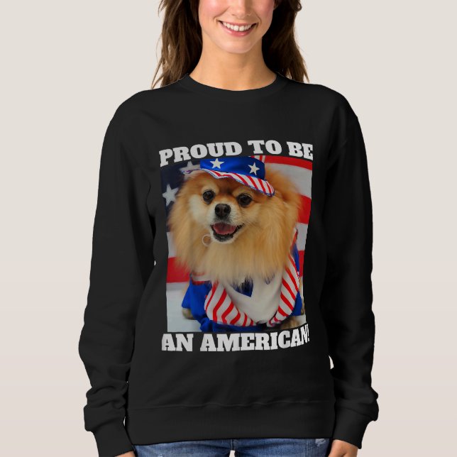 Sudadera Cute American Patriotic Uncle Sam Pomeranian Dog 2 (Anverso)