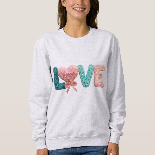 Sudadera Cute Amigurumi Crochet Love Letters Kawaii Heart  (Anverso)