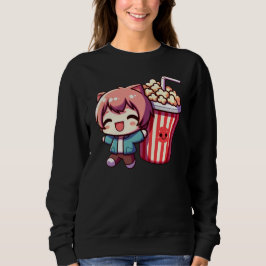 Sudadera Cute Anime With Popcorn And Straw Sweatshirt