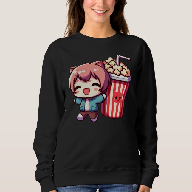 Sudadera Cute Anime With Popcorn And Straw Sweatshirt (Anverso)