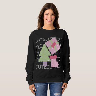 Sudadera Cute árbol de Navidad calcetín regalos rosa