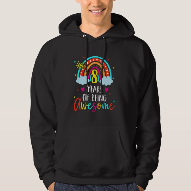 Sudadera Cute arcoiris 8 cumpleaños niños de 8 años Chicas  (Anverso)