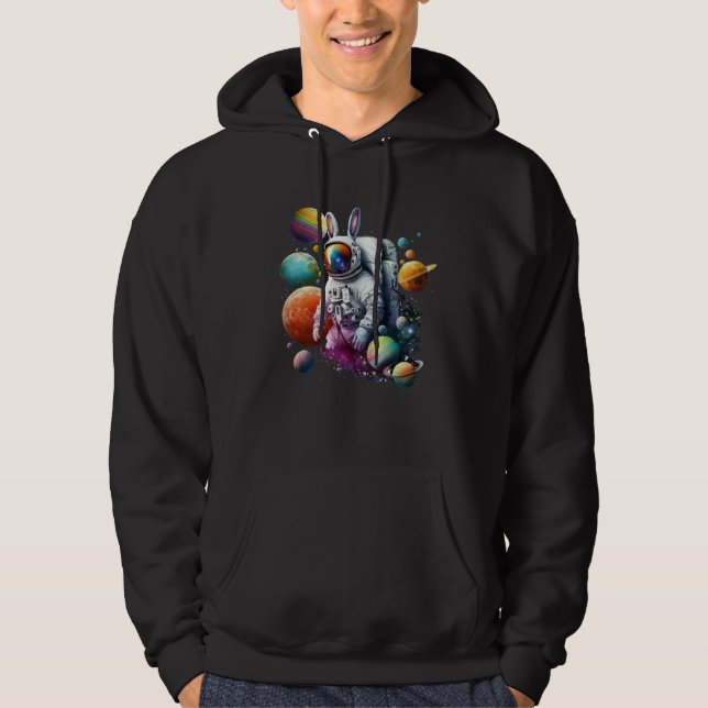 Sudadera Cute Astronaut Easter Bunny Rabbit Floating in Spa (Anverso)