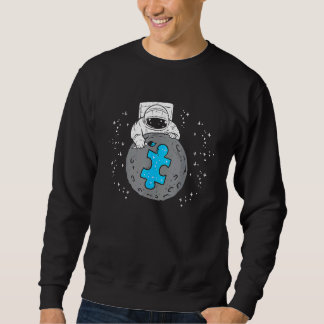 Sudadera Cute Astronaut Moon Blue Puzzle Piece Autism Aware