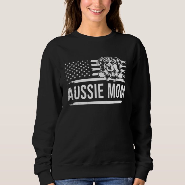 Sudadera Cute AUSSIE dog pet owner MOM US flag theme (Anverso)