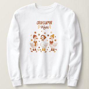 Sudadera Cute Autumn Vibes Gansos Patos y Hojas de Otoño