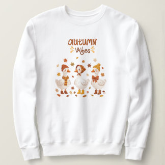 Sudadera Cute Autumn Vibes Gansos | Patos y Hojas de Otoño