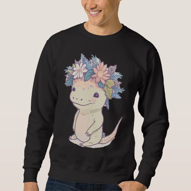 Sudadera Cute Axolotl Amphibian Flower Crown Watercolor Ani (Anverso)