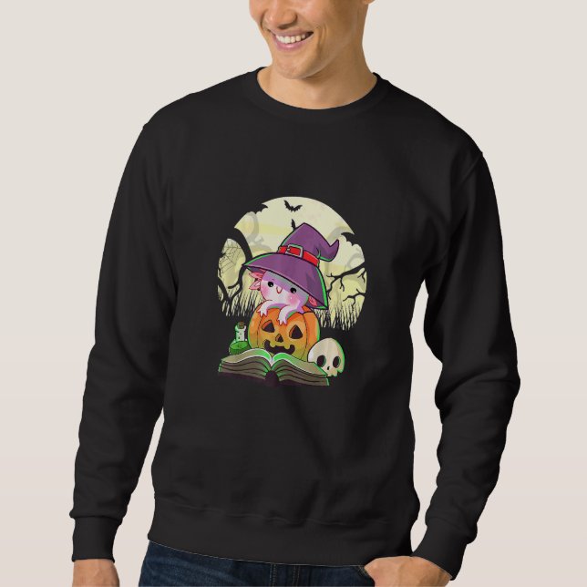 Sudadera Cute Axolotl Halloween Costume Pumpkin Pastel Goth (Anverso)