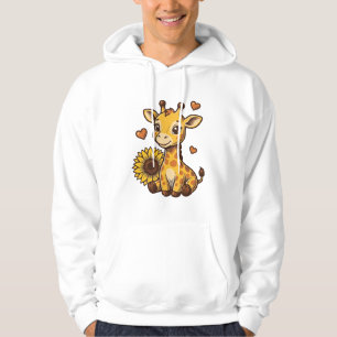 Sudadera Cute Baby Giraffe Sunflower Vintage Engraving Tee_