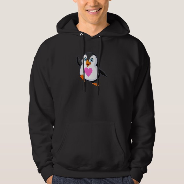 Sudadera Cute Baby Penguin Pink Heart for Valentines Day (Anverso)