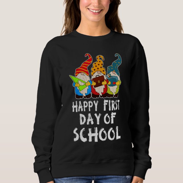 Sudadera Cute Back to School Teacher Gnome Happy First Day  (Anverso)