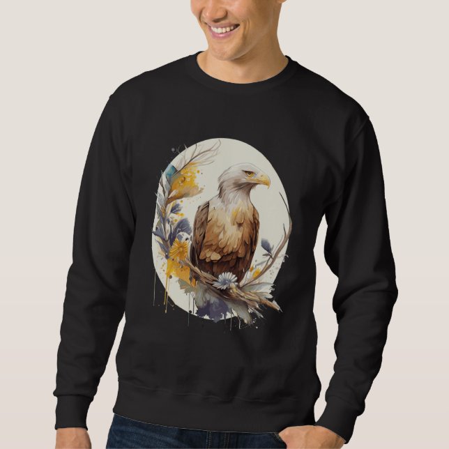 Sudadera Cute Bald Eagle Sunflower Watercolor Bird (Anverso)
