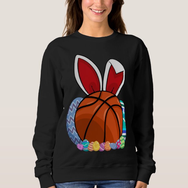 Sudadera Cute Basketball Easter Egg Bunny  For Kids Boys To (Anverso)