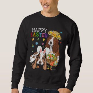 Sudadera Cute Basset Hound Dogs Easter Egg Basket Happy Eas