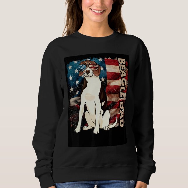 Sudadera Cute Beagle Dad American Flag Patriotic 4 De Julio (Anverso)