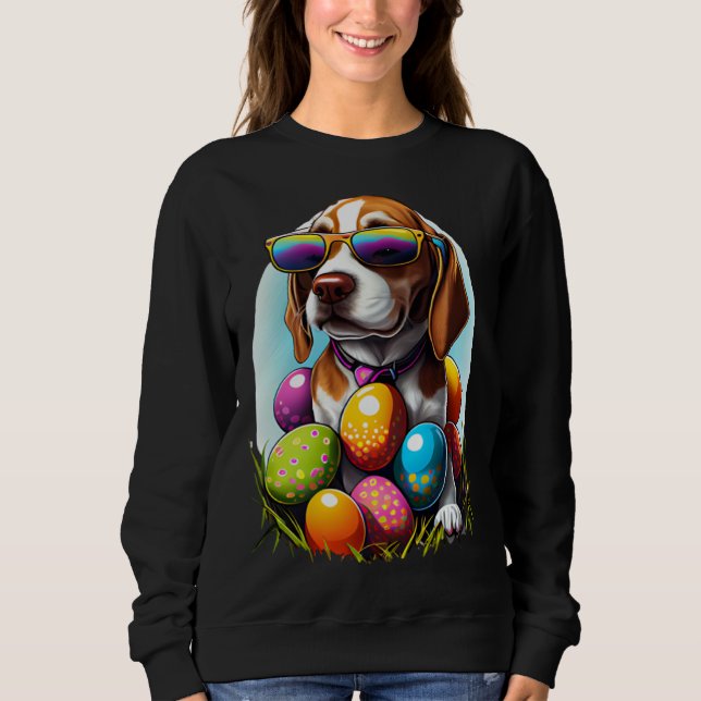Sudadera Cute Beagle Easter Eggs Dog Costume Womens Mens Ki (Anverso)