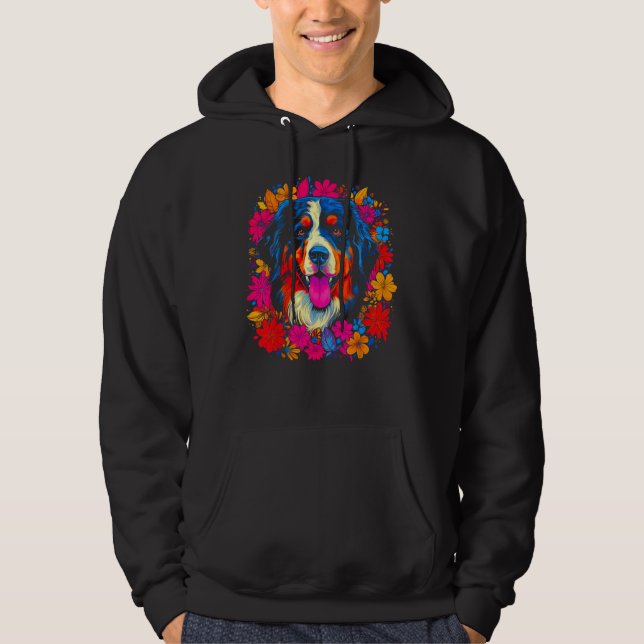 Sudadera Cute Bernese Mountain Dog Flowers (Anverso)