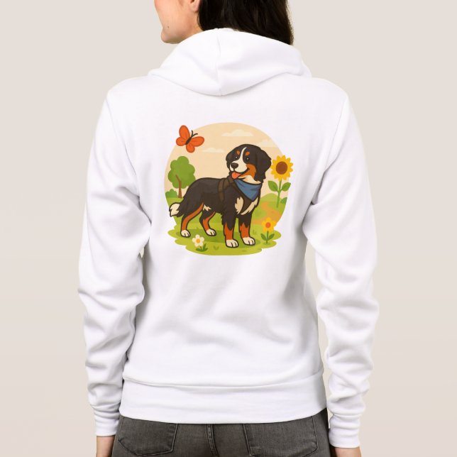 Sudadera Cute Bernese Mountain Dog with Sunflower & Butterf (Reverso)