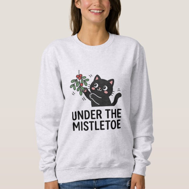 Sudadera Cute Black Cat Plant Holiday Cartoon Christmas (Anverso)