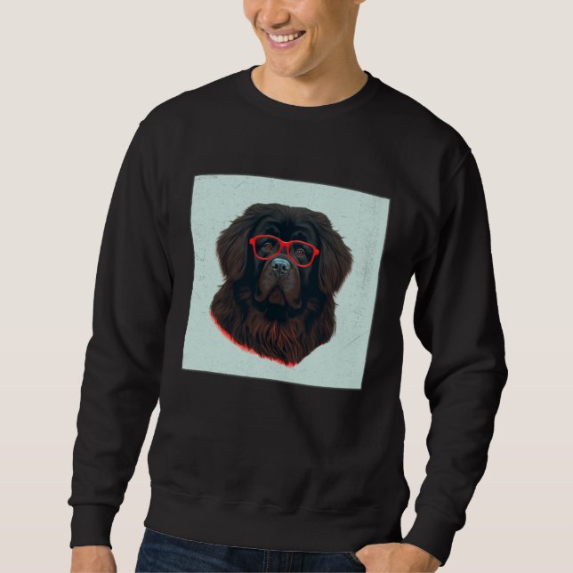 Sudadera Cute Black Dog Illustration Glasses Friendly Women (Anverso)