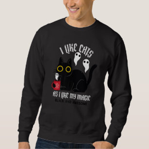Sudadera Cute Black Kitty Witchy Tee Con Fantasma Black Mag