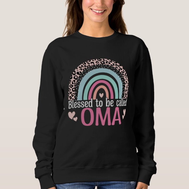 Sudadera Cute Blessed To Be Called Oma Boho Rainbow Leopard (Anverso)