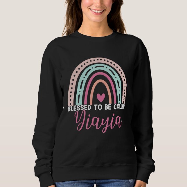 Sudadera Cute Blessed To Be Called Yiayia Rainbow Mom Grand (Anverso)