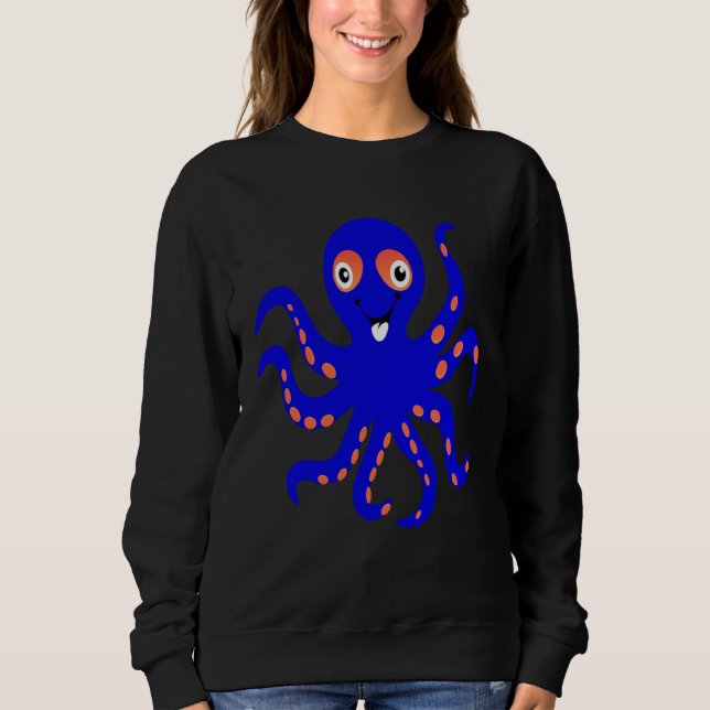 Sudadera Cute Blue Octopus Ocean Sea Animal Halloween Costu (Anverso)