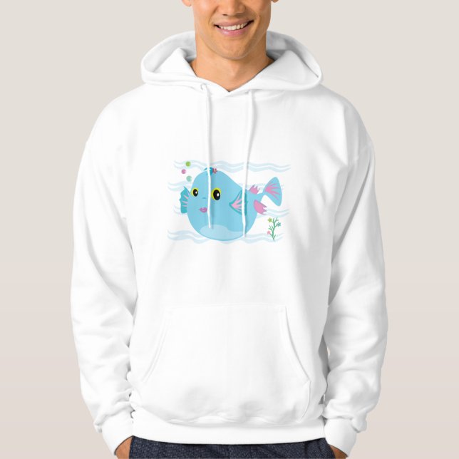 Sudadera Cute Blue Tropical Fish Pink Fins (Anverso)