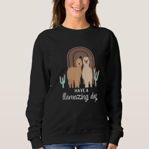 Sudadera Cute Boho Llama Bohemio Arcoíris Día Llamativo Pos